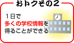 おトクその２ １日で多くの学校情報を得ることができる