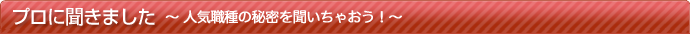 プロに聞きました 人気職業の秘密を聞いちゃおう！